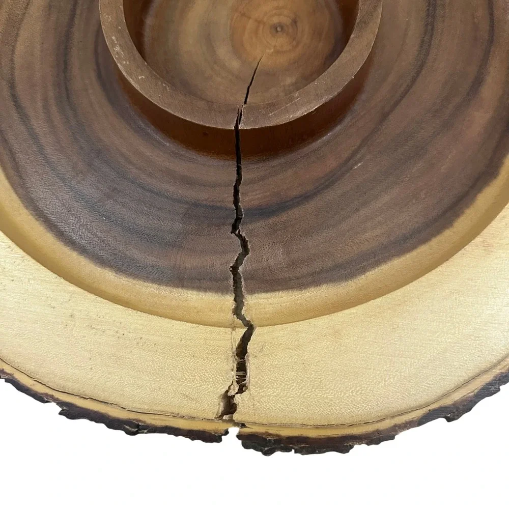 Acacia Collection Live‎ Edge Wood Chip and Dip Server Rustic Bark 16.5 Inch Tray